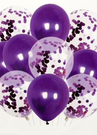 Набір з 10 повітряних кульок з латексу (5 прозорих з конфетті, 5 непрозорих) для фотозоны в асортименті