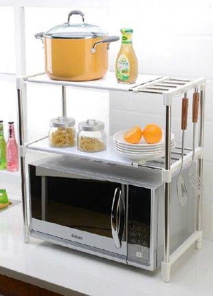 Настольный кухонный стеллаж под микроволновку с полками для посуды специй, этажерка для микроволновк7 фото