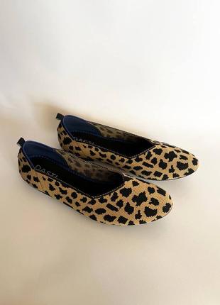 Балетки туфли леопард цветные с рисунком мягкие вязаные трикотажные купить цена1 фото