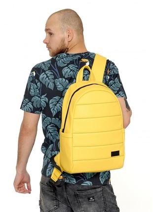 Чоловічий рюкзак екошкіра жовтий1 фото