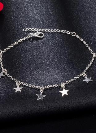 Браслет на ногу з зірочками золотий срібний з зірками, морський на море літній красивий 6