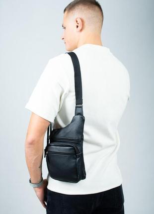 Сумка-слинг із натуральної шкіри, сумка через плече чоловіча sl0176 фото