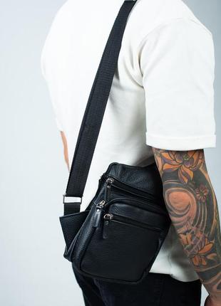 Сумка-слинг із натуральної шкіри, сумка через плече чоловіча sl0177 фото