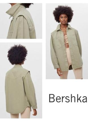 Подовжена вільна куртка джинсова сорочка bershka вільного крою оверсайз бавовна 100% коттон