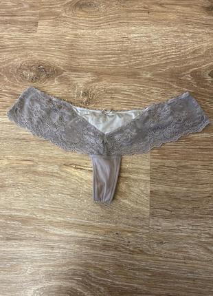 Шикарні, ажурні, трусики, стрінги, світло сірого кольору👌