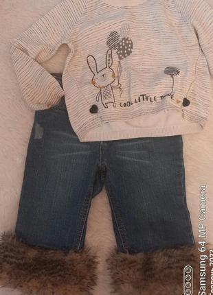 Прикольні бріджи джинсові і три кофточки 3-4 рочки