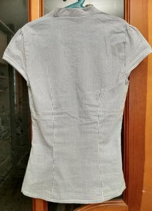 Приталенная стрейчевая блузка в мелкую полосочку h&m р.xs-s3 фото