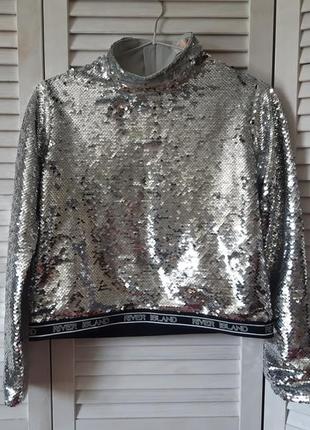 Стильний гольфик, ошатна, блискуча кофточка в паєтки river island