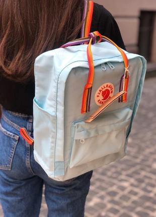 Рюкзак fjallraven kanken classic 16 l sky blue rainbow / наложка bs3 фото