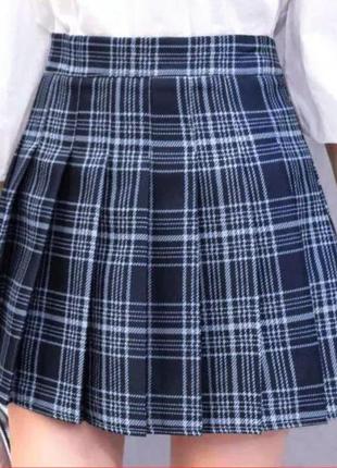 Модная юбка в складку с внутренними шортами шотландская клетка