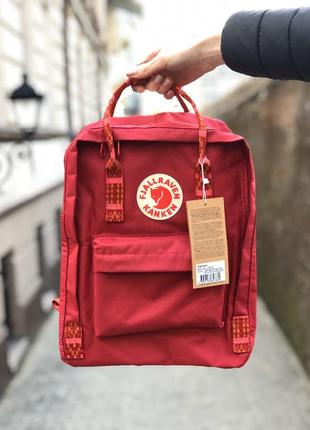 Рюкзак fjallraven kanken classic 16 l deep red-folk pattern  / наложка bs