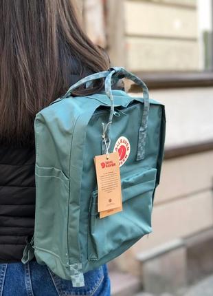 Рюкзак fjallraven kanken classic 16 l frost green-chess pattern   / наложка bs2 фото