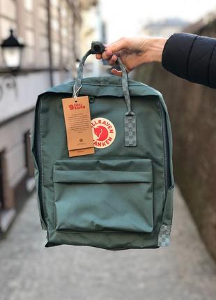 Рюкзак fjallraven kanken classic 16 l frost green-chess pattern   / наложка bs1 фото