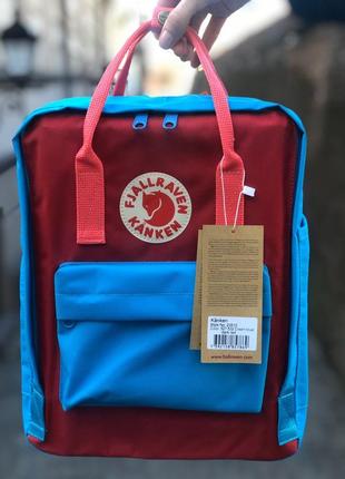 Рюкзак fjallraven kanken classic 16 l cream blue-dark red / наложка bs