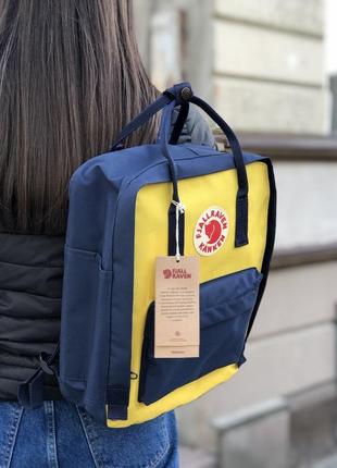 Рюкзак fjallraven kanken classic 16 l navy-warm yellow / наложка bs2 фото