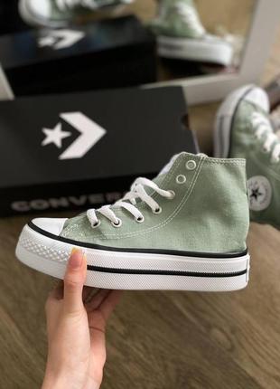 Жіночі кеди  converse chuck 70 classic high top khaki женские кеды конверсы