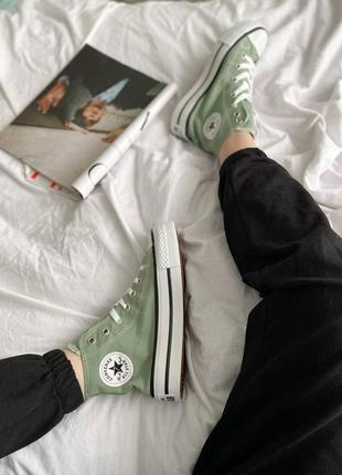 Жіночі кеди  converse chuck 70 classic high top khaki женские кеды конверсы6 фото