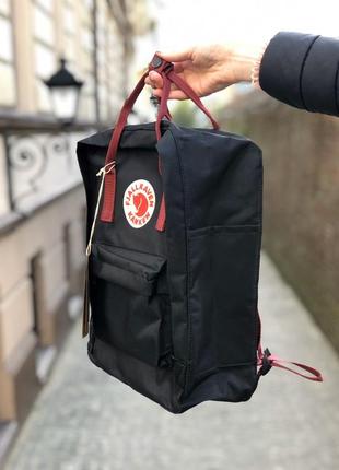 Рюкзак fjallraven kanken classic 16 l  black-ox red / наложка bs4 фото