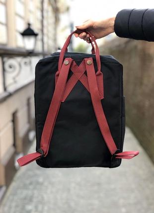 Рюкзак fjallraven kanken classic 16 l  black-ox red / наложка bs3 фото