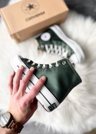 Жіночі кеди  converse all star high green fur женские кеды конверсы