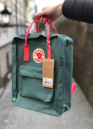 Рюкзак fjallraven kanken classic 16 l  green-peach pink / наложка bs3 фото