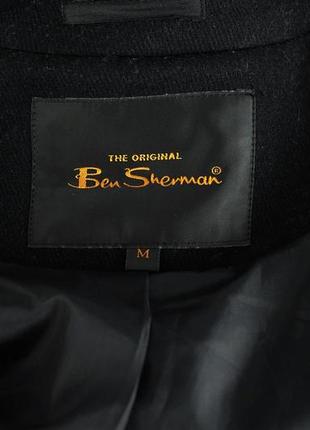 Ben sherman чоловіче люксове двобортне чорне вовняне пальто9 фото