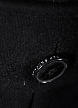 Ben sherman чоловіче люксове двобортне чорне вовняне пальто7 фото