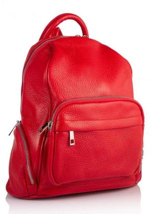 Жіночий рюкзак шкіряний червоний8 фото
