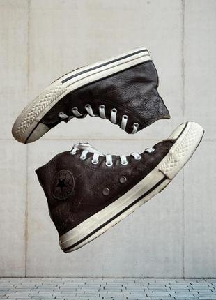 Кожаные кеды converse all star высокие оригинальные коричневые