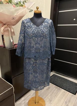 Сукня синя мереживна "роксаліна"