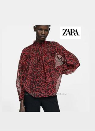 Шифоновая блуза, леопардовый принт, трендовая блуза, блуза zara