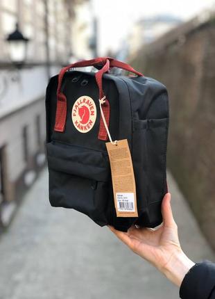 Рюкзак fjallraven kanken mini 7 l black-ox red / наложка bs2 фото