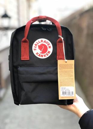 Рюкзак fjallraven kanken mini 7 l black-ox red / наложка bs1 фото