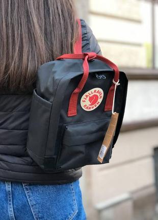 Рюкзак fjallraven kanken mini 7 l black-ox red / наложка bs3 фото