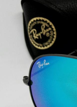 Ray ban aviator очки капли солнцезащитные унисекс голубые зеркальные линзы стекло4 фото