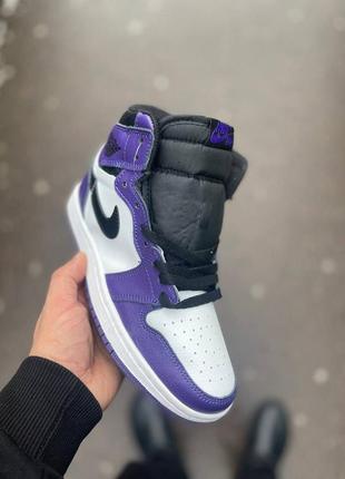 Кросівки nike air jordan 1 retro white black violet2 фото