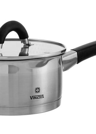 Ковш с крышкой vinzer progresso 14 см. 1.1 л. (50169)