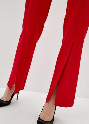 Красные классические брюки esma завышенной посадки с разрезами спереди4 фото