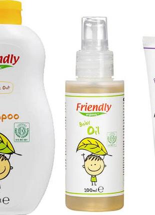 Органическое детское масло, крем для памперса и шампуни friendly organic