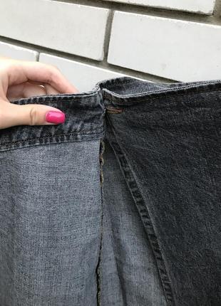 Сіра джинсова спідниця на запах с потертостями, бавовна pull and bear2 фото