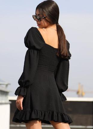 Чорна сукня коротка міні сукня коротке плаття міні плаття з рюшами3 фото