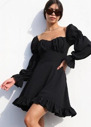 Чорна сукня коротка міні сукня коротке плаття міні плаття з рюшами2 фото