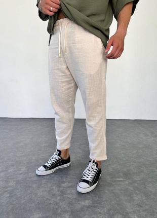 Чоловічі штани льон легкі мужские штаны льон легкие5 фото
