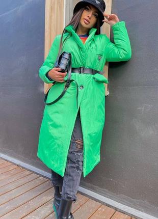 Зима!! куртка пуховик пальто с поясом прямой оверсайз на запах длинный чёрный изумруд зелёный белый бежевый песочный айвори мокко капучино1 фото