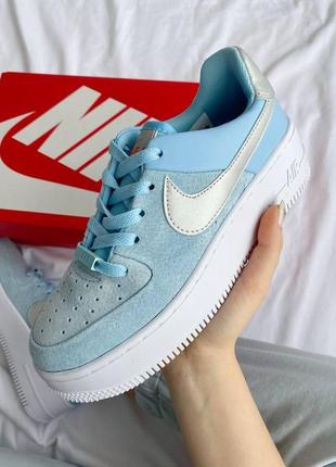 Жіночі кросівки nike air force 1 sage blue10 фото