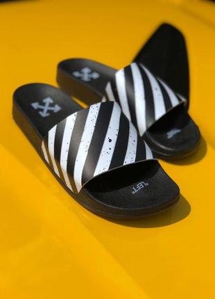 Чоловічі шльопанці  offxwhite black white мужские шлепанцы оф вайт