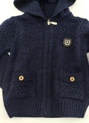 Детский свитер 1, 2, 3 года турция теплый для мальчиков тёмно-синий (фдм41)3 фото