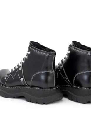 Шкіряні демисезонні черевики alexander mcqueen. колір чорний. італія 🇮🇹5 фото