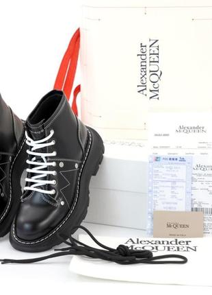 Шкіряні демисезонні черевики alexander mcqueen. колір чорний. італія 🇮🇹4 фото