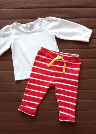 Комплект на девочку 56 см кофточка лонгслив kanz штаны ползунки m&co костюм 0-1-3 мес хлопок весна